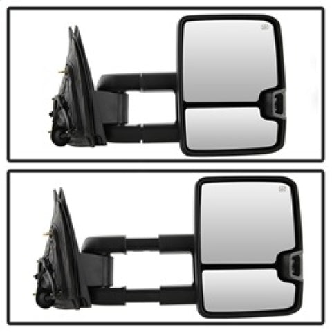 xTune Chevy Silverado 14-16 Heated Amber LED Signal Telescoping Mirrors MIR-CSIL14S-G2-PWH-AM-SET - 9936708