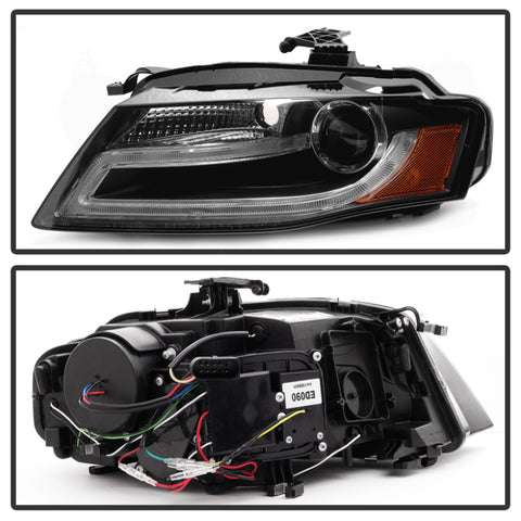 Spyder Audi A4 09-12 Projector Headlights Halogen Model Only - DRL LED Black PRO-YD-AA408-DRL-BK - 5081544