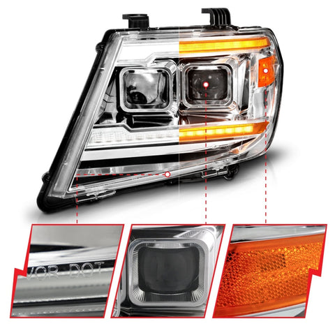 ANZO 09-20 Nissan Frontier Chrome Projector Plank Style DRL w/ Switchback & Sequential LED DRL - 111598