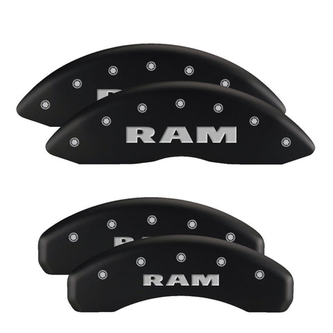 MGP 4 Caliper Covers Engraved Front RAM Engraved Rear RAMHEAD Black finish silver ch - 12124SRMHBK