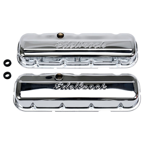 Edelbrock Valve Cover Signature Series Chevrolet 1965 and Later 396-502 V8 Low Chrome - 4480