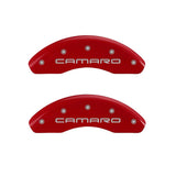 MGP 4 Caliper Covers Engraved Front Gen 4/Camaro Engraved Rear Gen 4/Z28 Red finish silver ch - 14026SZ84RD