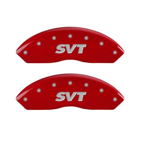 MGP 4 Caliper Covers Engraved Front & Rear SVT Red finish silver ch - 10017SSVTRD