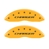 MGP 4 Caliper Covers Engraved Front & Rear Block/Charger Yellow Finish Black Char 2006 Dodge Charger - 12001SCHBYL