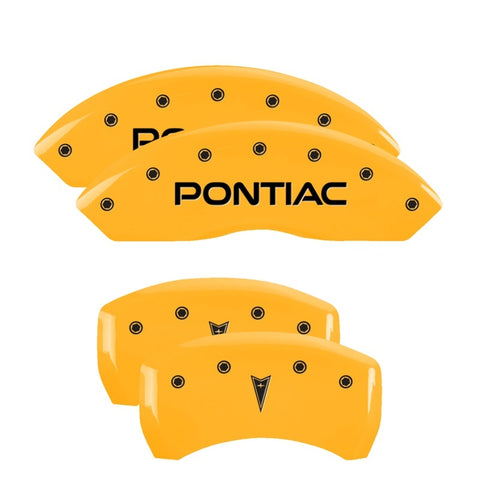 MGP 4 Caliper Covers Engraved Front Pontiac Rear Arrow Yellow Finish Blk Char 2009 Pontiac Solstice - 18030SPONYL