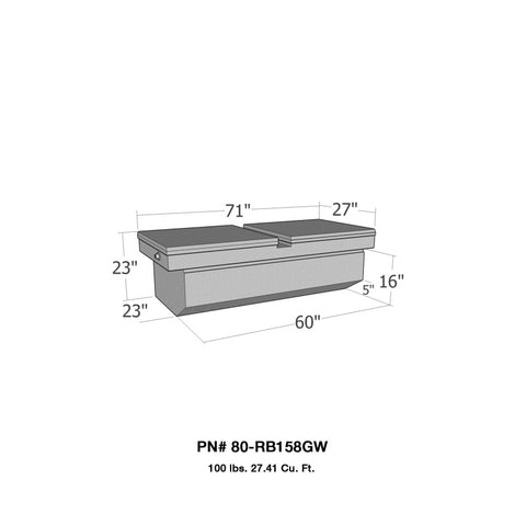 Westin/Brute Gull Wing Lid Full Size Xtra Deep Xtra Wide w/ Slant - Aluminum - 80-RB158GW