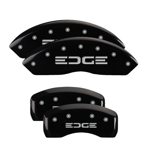 MGP 4 Caliper Covers Engraved Front & Rear Edge Black finish silver ch - 10042SEDGBK