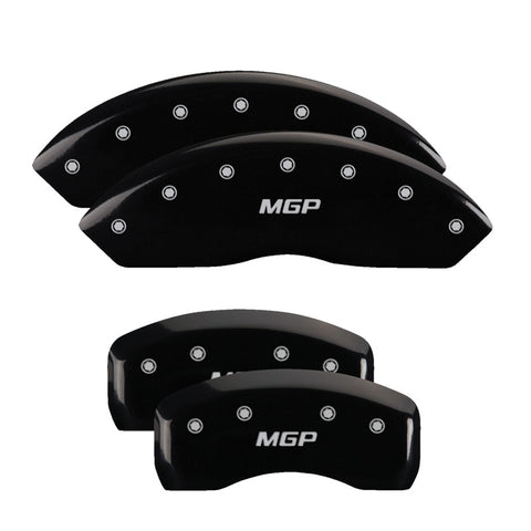 MGP 4 Caliper Covers Engraved Front & Rear MGP Black Finish Silver Char 2017 Buick Envision - 49011SMGPBK