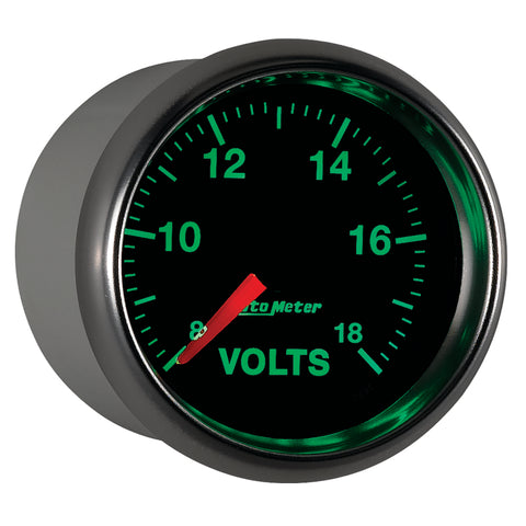 Autometer GS Series 2-1/16in Voltmeter 18V Electrical Gauge Full Sweep - 3891