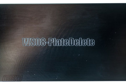 Turbo XS 08-14 Subaru WRX/STi Billet Aluminum License Plate Delete Black Machined STi Logo - WS08-LPD-BLK-STI