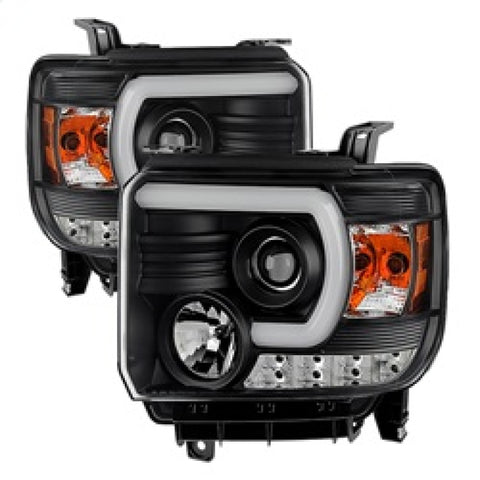 Spyder GMC Sierra 14-16 Projector Headlights Light Bar DRL Black PRO-YD-GS14-LBDRL-BK - 5080523