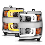 ANZO Projector Headlights 15-17 Chevrolet Silverado 2500HD / 3500HD Chrome w/ Chrome Rim - 111366