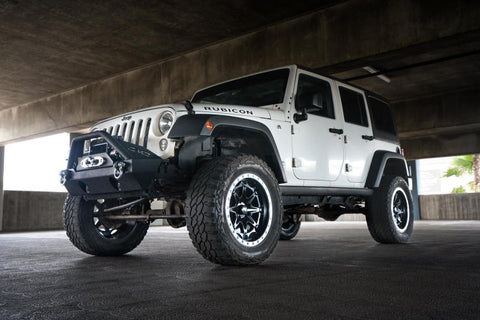 DV8 Offroad 07-18 Jeep Wrangler JK/JL FS-15 Steel Stubby Front Bumper w/ Fog Lights - FBSHTB-15