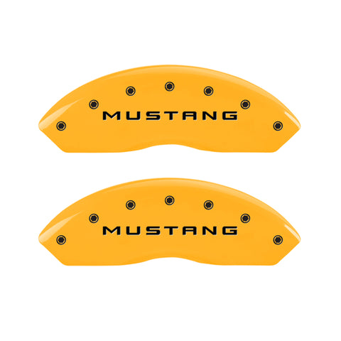 MGP 4 Caliper Covers Engraved Front Mustang Engraved Rear GT Yellow finish black ch - 10198SMGTYL