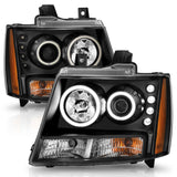 ANZO 2007-2013 Chevrolet Avalanche Projector Headlights w/ Halo Black (CCFL) - 111109