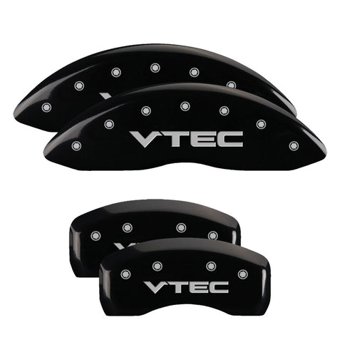 MGP 4 Caliper Covers Engraved Front & Rear Vtech Black finish silver ch - 20201SVTCBK