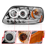 ANZO 1997.5-2003 Ford F-150 Projector Headlights w/ Halo Chrome 1pc - 111054