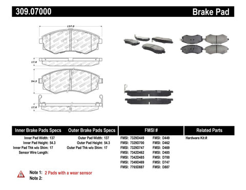 StopTech Performance 89-1/94 Nissan 240SX (w/ABS) 92-01/05-06 Hundai Elantra Front Brake Pads - 309.07000