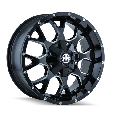 Mayhem 8015 Warrior 17x9 / 6x135 BP / -12mm Offset / 106mm Hub Black w/ Milled Spokes Wheel - 8015-7937M