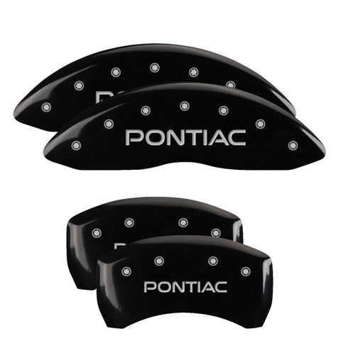 MGP 4 Caliper Covers Engraved Front & Rear Pontiac Black Finish Silver Char 2008 Pontiac G8 - 18011SPOPBK