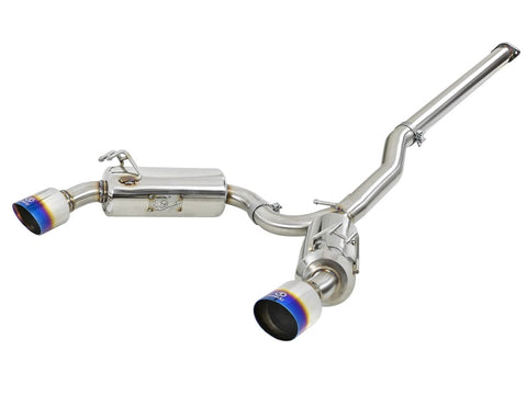 aFe Takeda 3in. to 2.5in. 304 SS C/B Exhaust 08-15 Mitsubishi EVO I4-2.0L (t) - Blue Flamed Tips - 49-36701-L