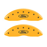 MGP 4 Caliper Covers Engraved Front & Rear Oval logo/Ford Yellow finish black ch - 10219SFRDYL