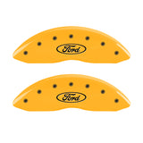 MGP 4 Caliper Covers Engraved Front & Rear Oval logo/Ford Yellow finish black ch - 10241SFRDYL