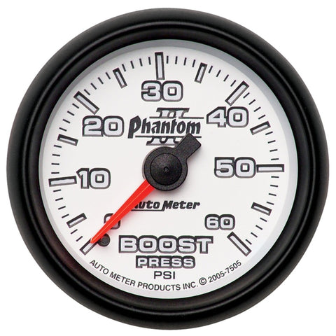 Autometer Phantom II 52.4mm Mechanical 0-60 PSI Boost Gauge - 7505