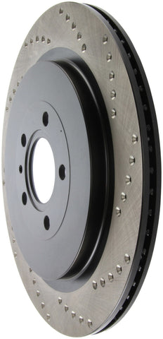 StopTech Premium High Carbon 13-14 Ford Mustang/Shelby GT500 Left Rear Disc Drilled Brake Rotor - 128.61105L