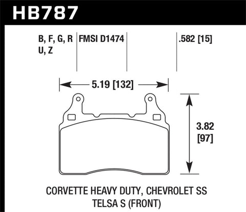 Hawk DTC-80 15-17 Chevy Corvette Z06 Front Race Brake Pads - HB787Q.582