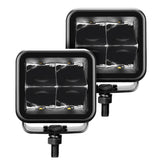 Go Rhino Xplor Blackout Series Cube LED Spot Light Kit (Surface/Threaded Stud Mnt) 3x3 - Blk (Pair) - 750400321SCS