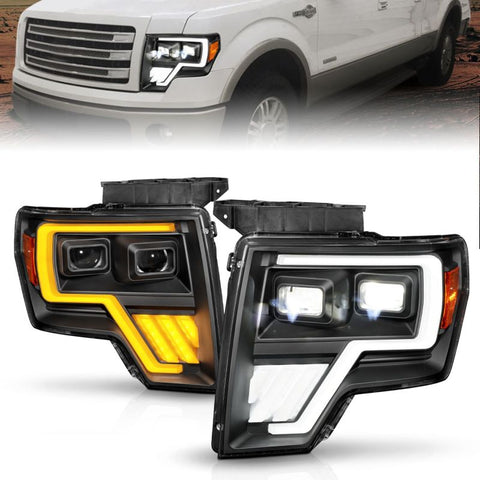 ANZO 09-14 Ford F-150 Full LED Proj Headlights w/Initiation Feature - Black - 111606