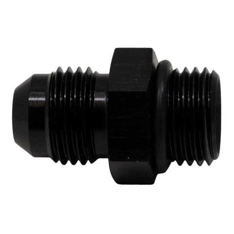 DeatschWerks 6AN ORB Male to 6AN Male Flare Adapter (Incl O-Ring) - Anodized Matte Black - 6-02-0404-B