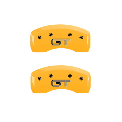 MGP 4 Caliper Covers Engraved Front Mustang Rear S197/GT Yellow Finish Black Char 2003 Ford Mustang - 10017SMG2YL