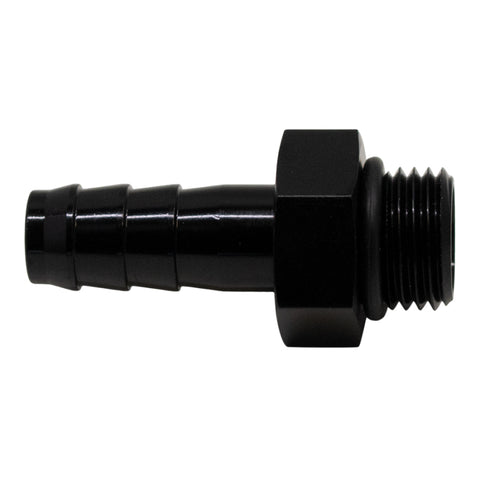 DeatschWerks 6AN ORB Male to 3/8in Male Triple Barb Fitting (Incl O-Ring) - Anodized Matte Black - 6-02-0501-B