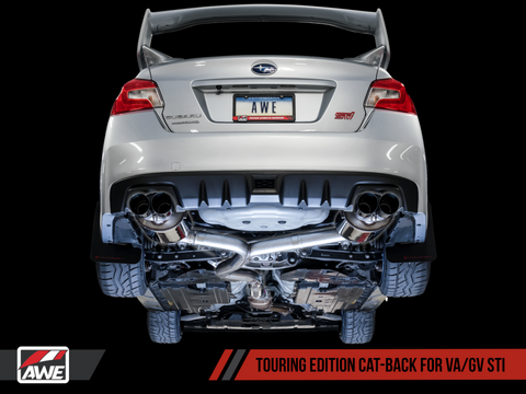 AWE Tuning Subaru STI VA / WRX GV / STI GV Sedan Touring Edition Exhaust - Chrome Silver Tip (102mm) - 3015-42104