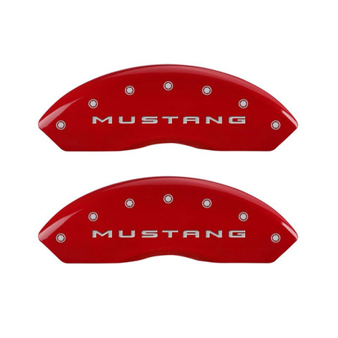 MGP 4 Caliper Covers Engraved Front 2015/Mustang Engraved Rear 2015/Bar & Pony Red finish silver ch - 10202SMB2RD