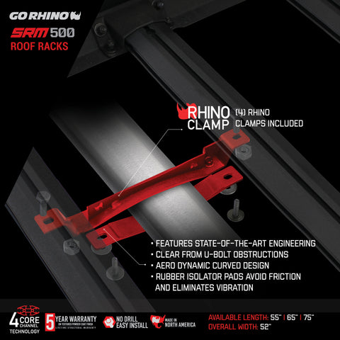 Go Rhino SRM500 Quad Rail Kit (For 75in. Long Rack) - Tex. Blk (Rails ONLY - Req. Platform) - 5935073T