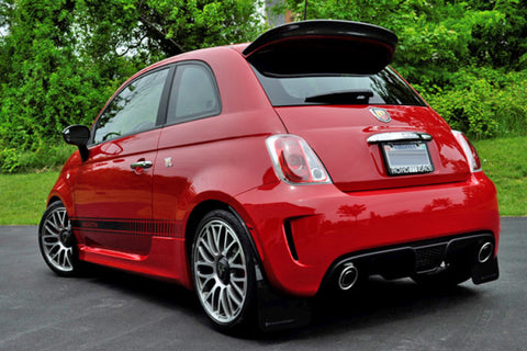 Rally Armor 2012-18 Fiat 500 (Pop/Sport/Lounge/Abarth) Red Mud Flap w/ White Logo - MF25-UR-RD/WH