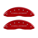 MGP 4 Caliper Covers Engraved Front & Rear Block/Challenger Red finish silver ch - 12005SCLBRD