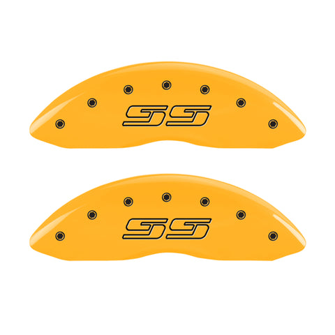 MGP 4 Caliper Covers Engraved Front & Rear Avalanche SS Yellow Finish Black Char 2000 Chevy Tahoe - 14002SSS1YL