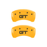 MGP 4 Caliper Covers Engraved Front Mustang Engraved Rear GT Yellow finish black ch - 10198SMGTYL