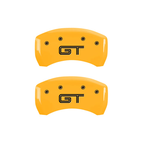 MGP 4 Caliper Covers Engraved Front Mustang Engraved Rear GT Yellow finish black ch - 10198SMGTYL