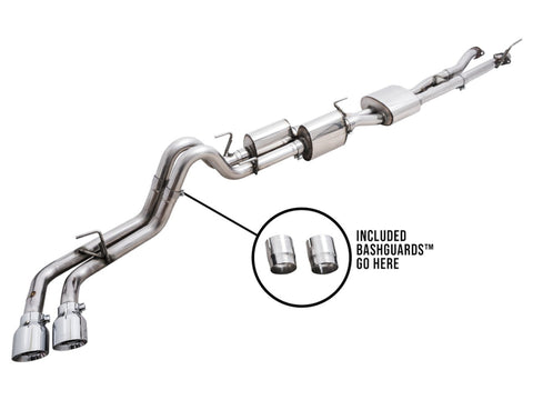 AWE 16-22 Toyota Tacoma 0FG Catback Exhaust w/ BashGuard - Dual Chrome Silver Tips - 3015-32826