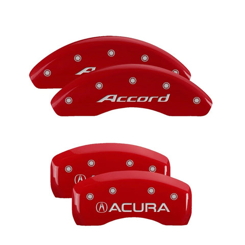 MGP 4 Caliper Covers Engraved Front Accord Rear Accord Red Finish Silver Char 2018 Honda Accord - 20224SACCRD