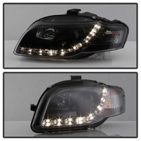 Spyder Audi A4 06-08 Projector Headlights Halogen Model Only - DRL Black PRO-YD-AA405-DRL-BK - 5008572