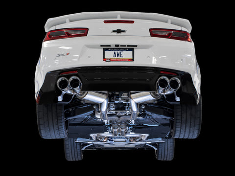 AWE Tuning 16-19 Chevy Camaro SS Res Cat-Back Exhaust -Touring Edition (Quad Chrome Silver Tips) - 3015-42092