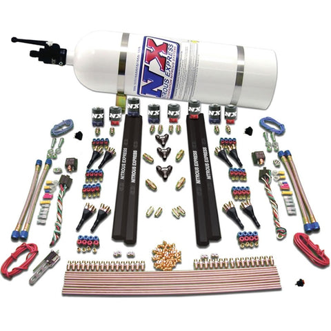 Nitrous Express SX2 Dual Stage/Alcohol - 8 Solenoid Nitrous Kit (200-1200HP) w/10lb Bottle - 90095-10