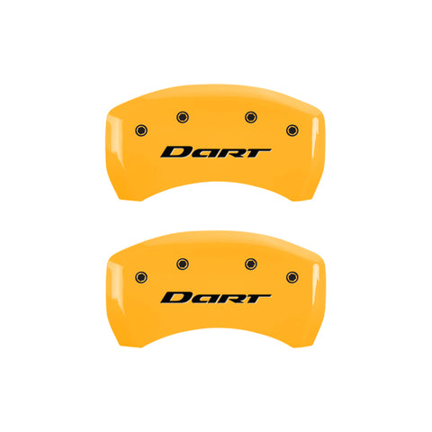 MGP 4 Caliper Covers Engraved Front & Rear With out stripes/Dart Yellow finish black ch - 12199SDR1YL