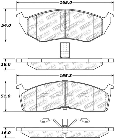 StopTech Sport Brake Pads w/Shims and Hardware - Front - 309.05910